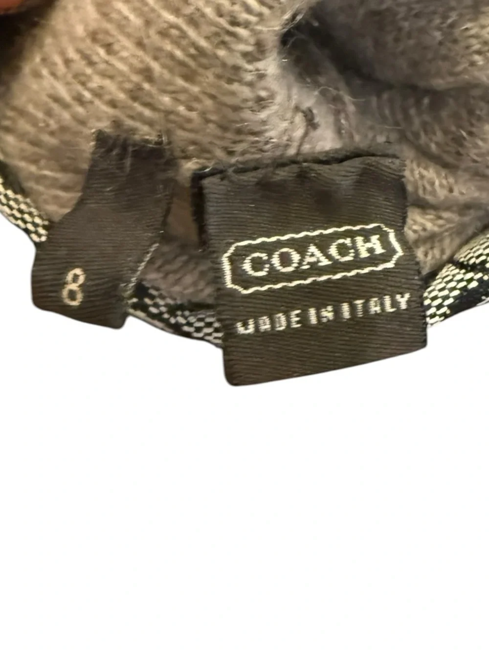 Coach Black Leather Gloves Signature Cuff Cashmere Lined Size 8